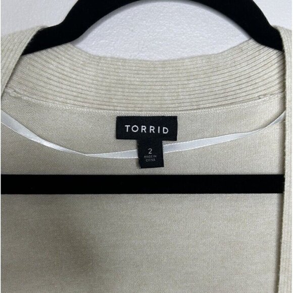 Torrid Women’s Open Front Knit Light Weight Cardigan Duster Beige Size 2 - Picture 5 of 15